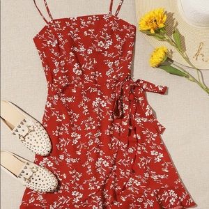 Floral ditsy mini wrap dress